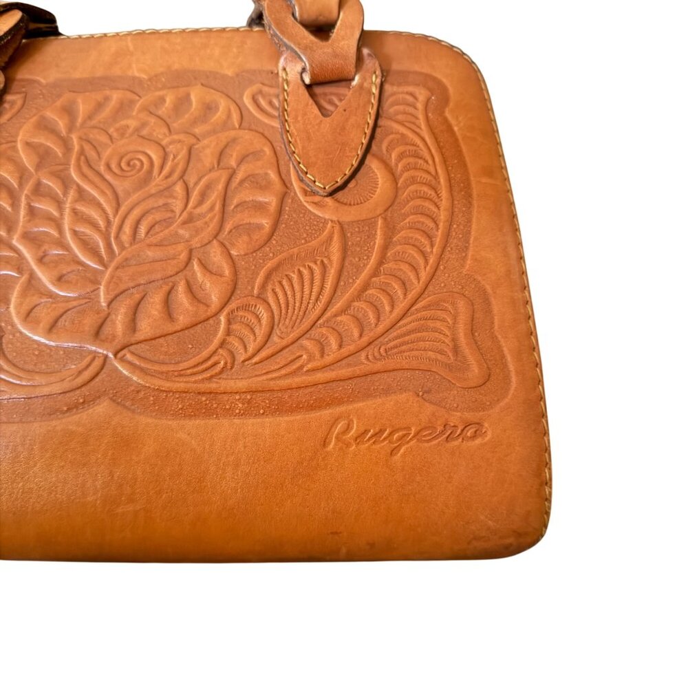 Rugero Handcrafted Tooled Leather Crossbody Bag With Floral & Eagle Design - Picture 5 of 10
